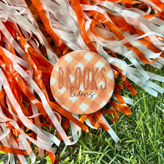 Brooks Lions Gingham Button