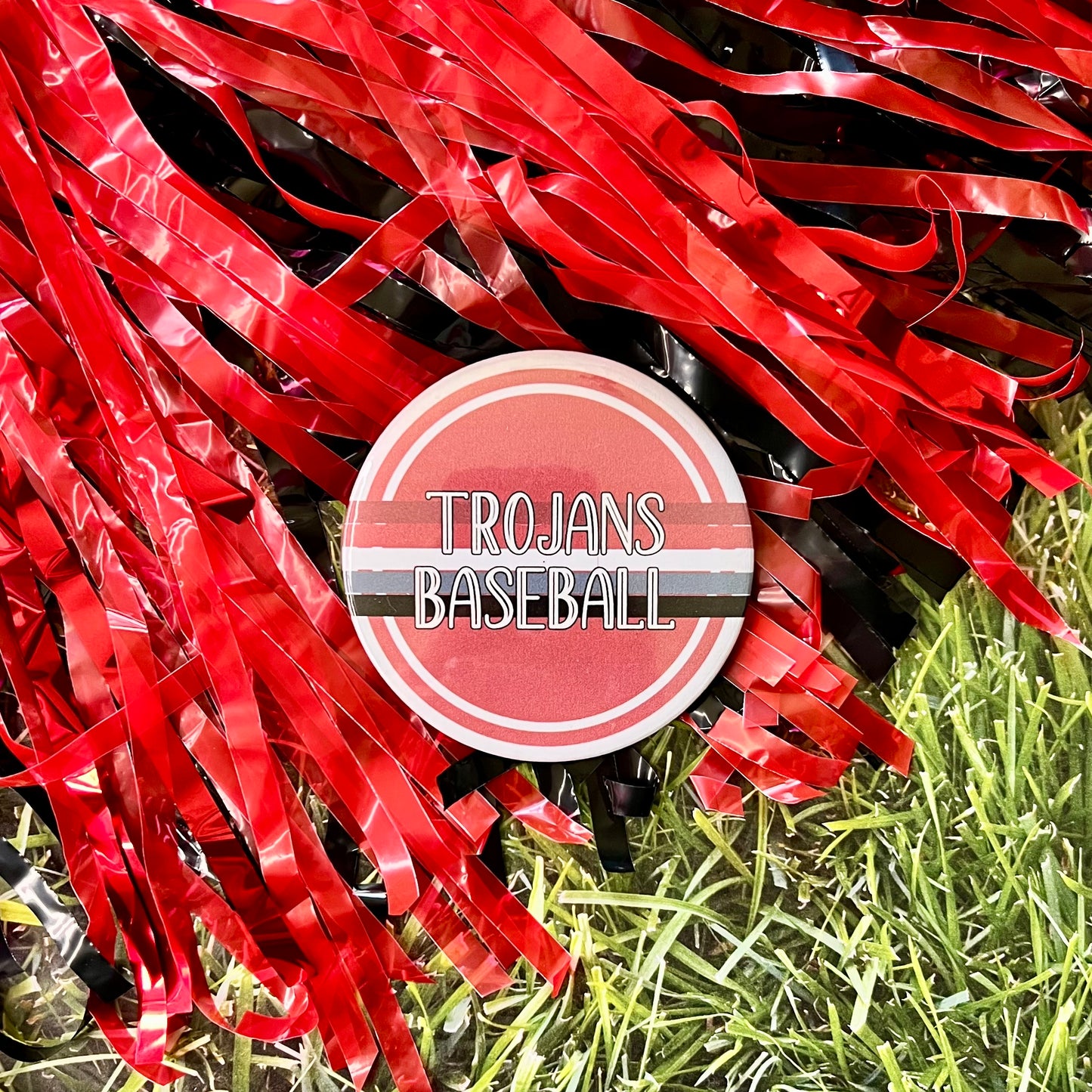 Trojans Retro Stripe Button