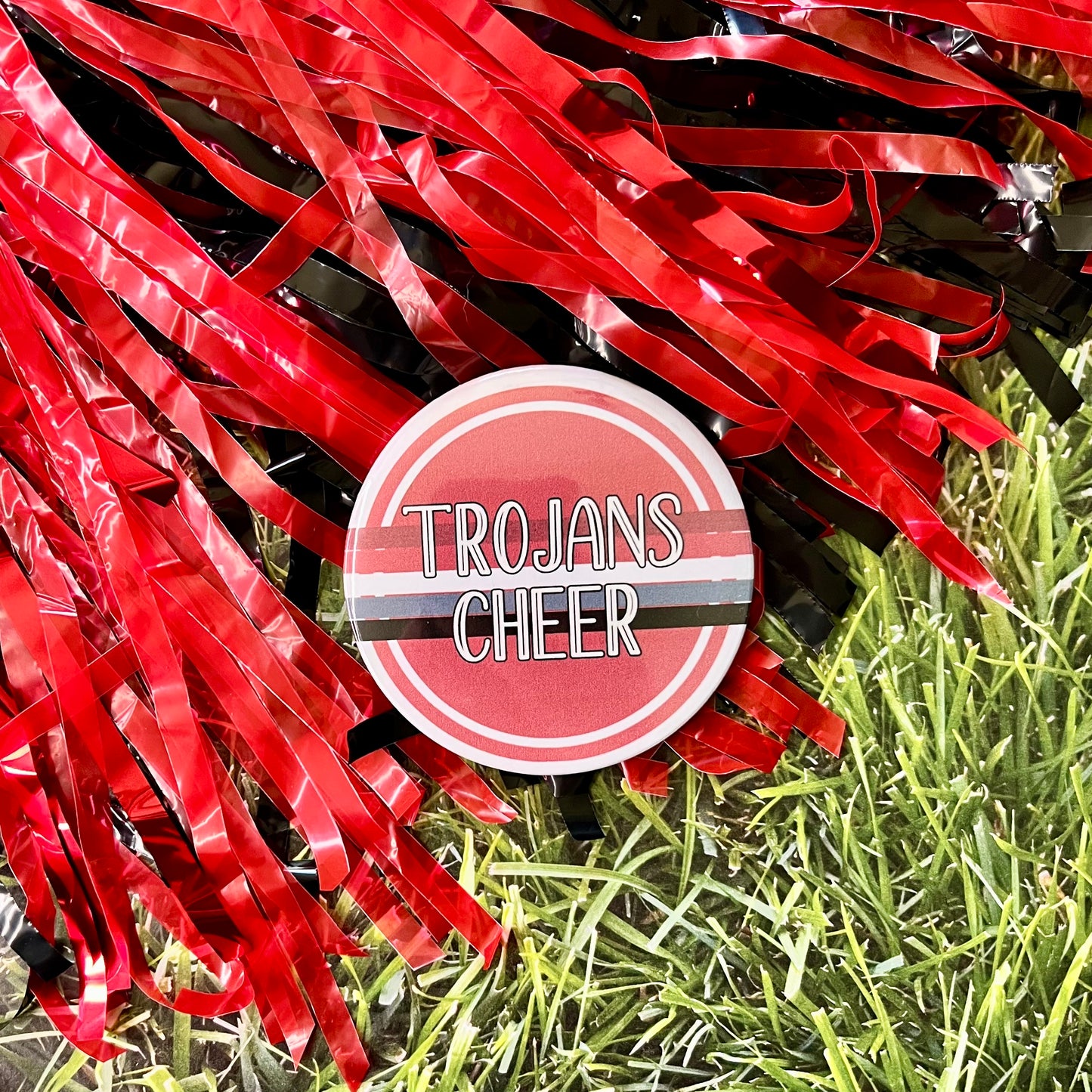 Trojans Retro Stripe Button