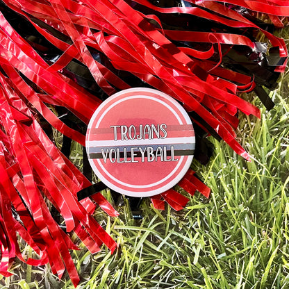 Trojans Retro Stripe Button
