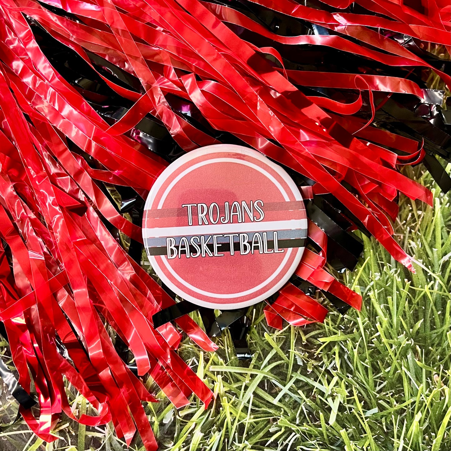 Trojans Retro Stripe Button