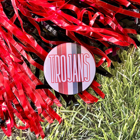 Trojans Retro Stripe Button
