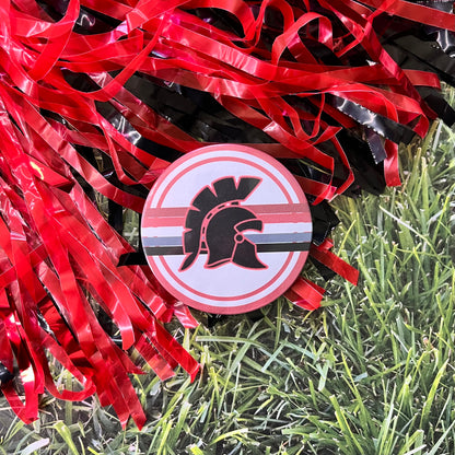 Muscle Shoals Logo Retro Stripe Button