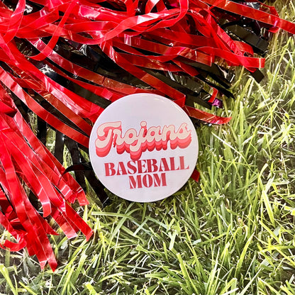 Trojans Retro Baseball Parent Button