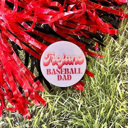 Trojans Retro Baseball Parent Button