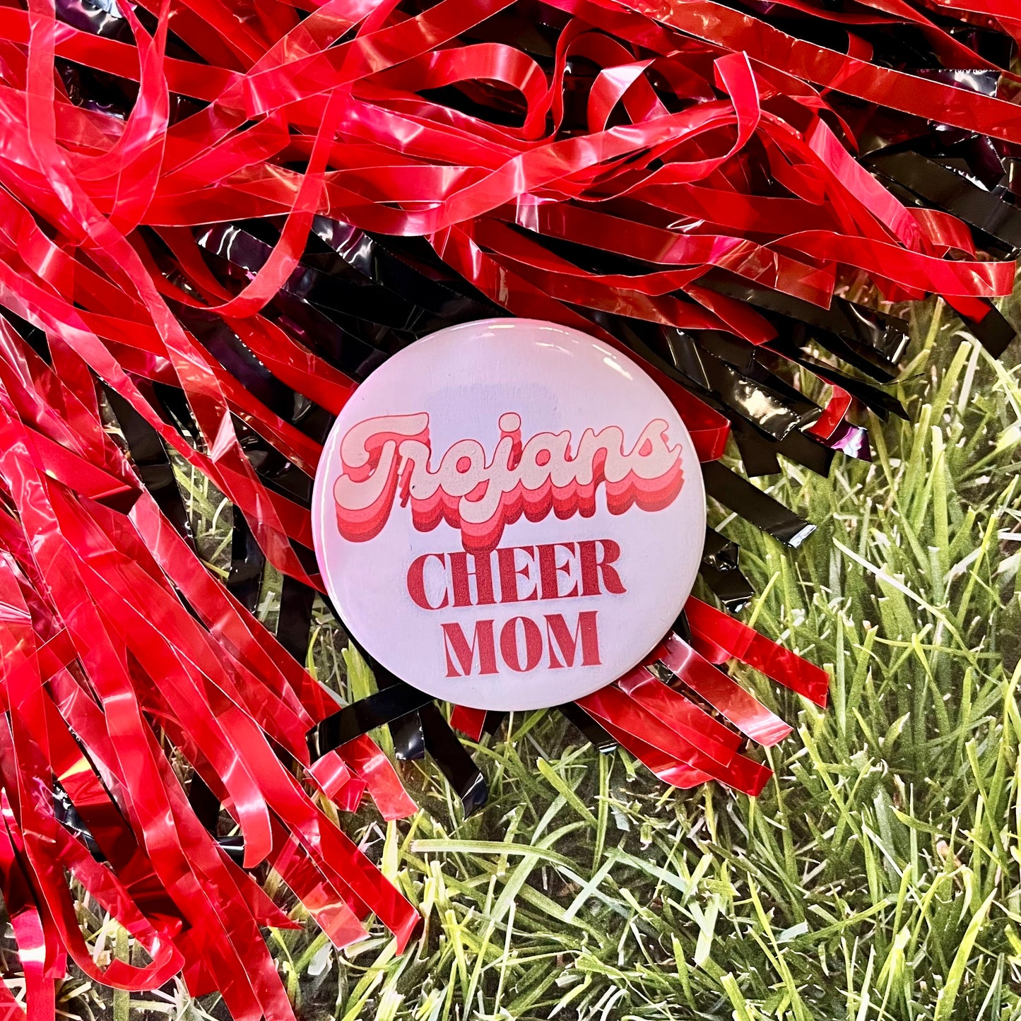 Trojans Retro Cheer Parent Button