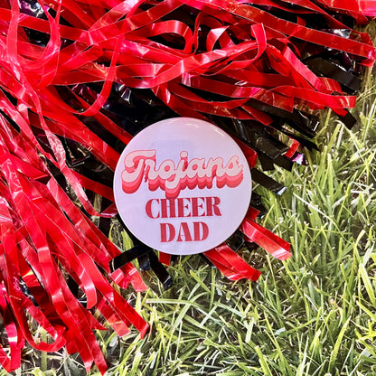 Trojans Retro Cheer Parent Button