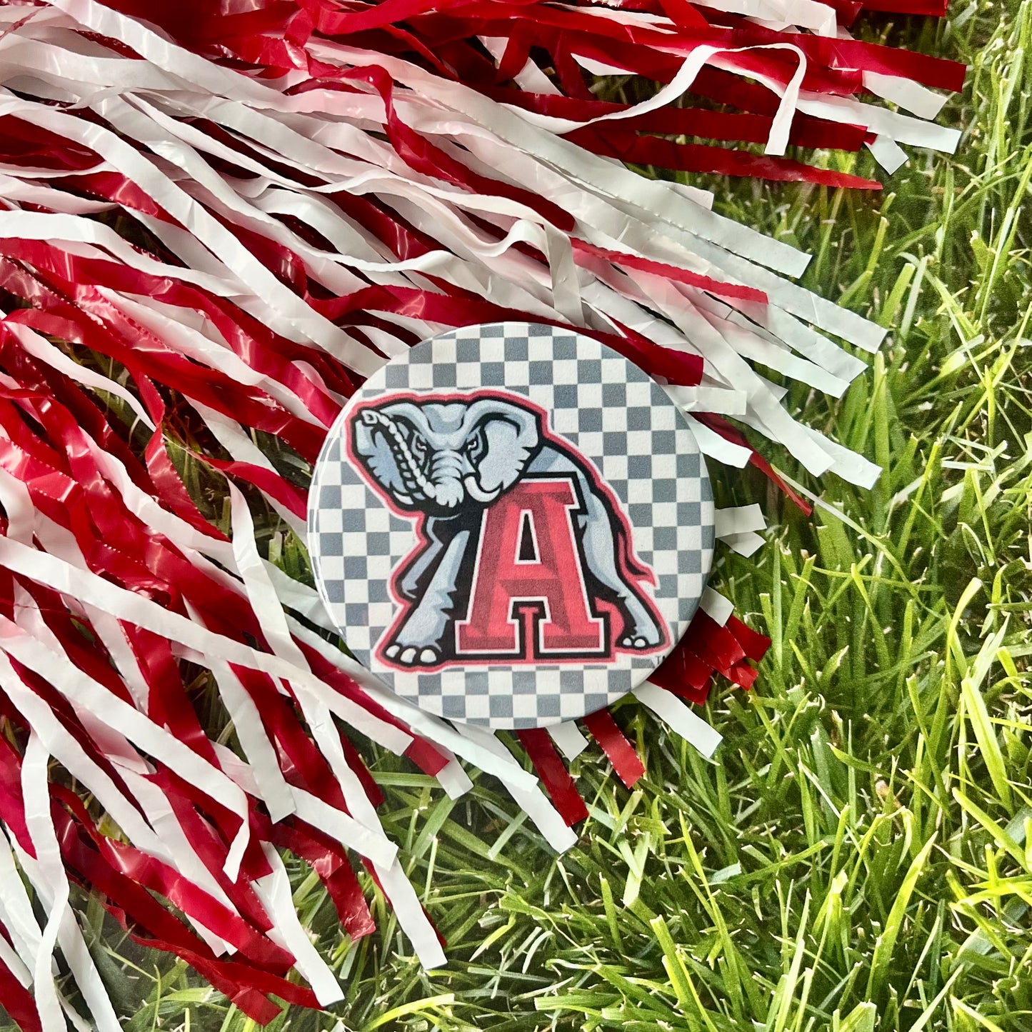 Alabama Logo Checkered Button