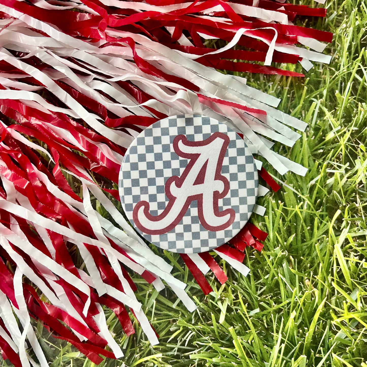 Alabama Logo Checkered Button