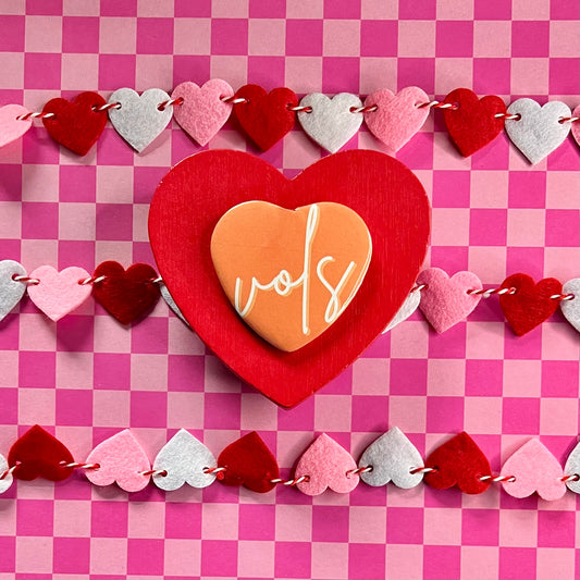 Tennessee Vols Script Heart Button