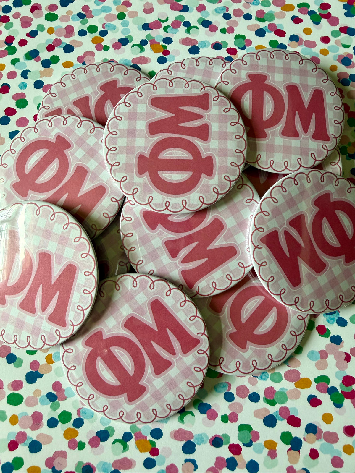 Sorority Gingham Logo Button