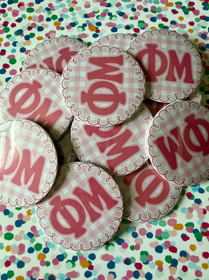 Sorority Gingham Logo Button