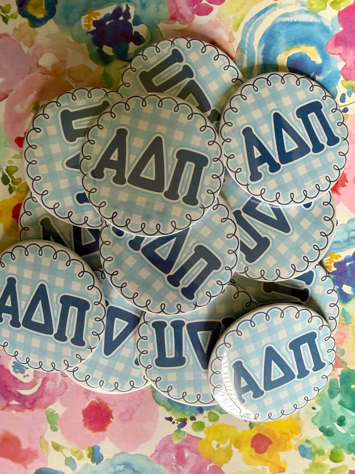 Sorority Gingham Logo Button