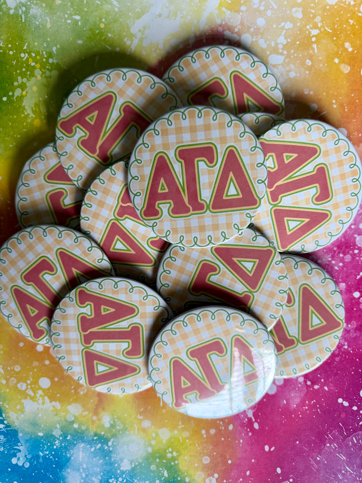 Sorority Gingham Logo Button