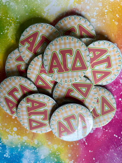 Sorority Gingham Logo Button