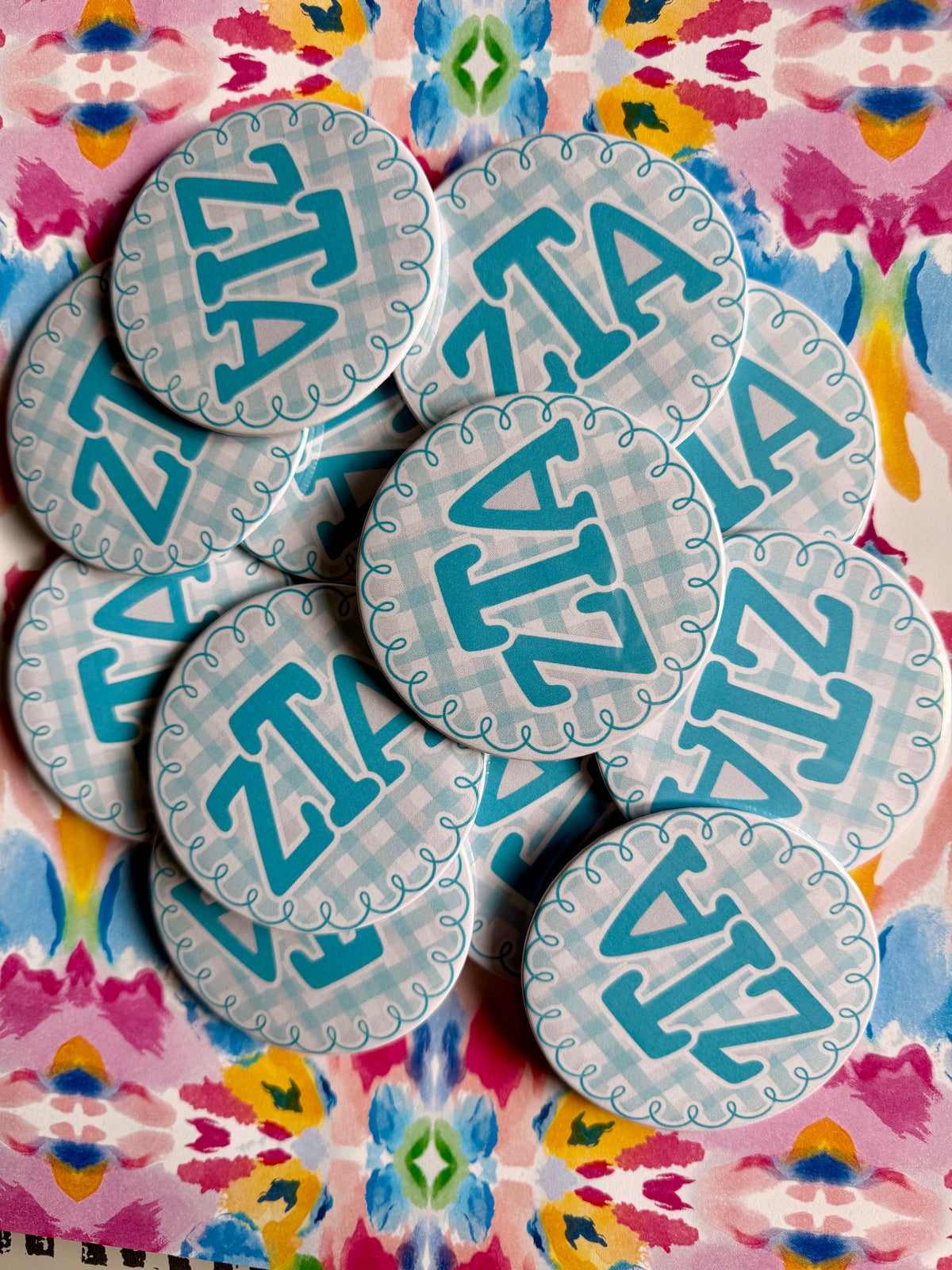 Sorority Gingham Logo Button