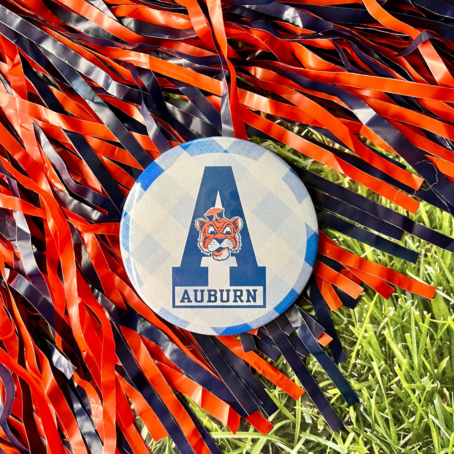Vintage Auburn Gingham Button