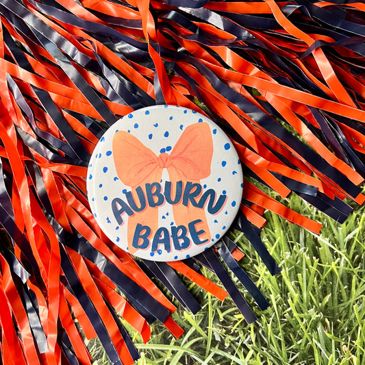 Auburn Babe Bow Button