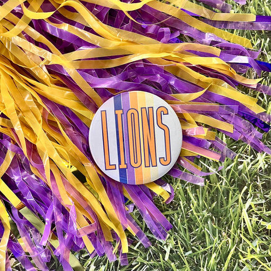Lions Retro Stripe Button