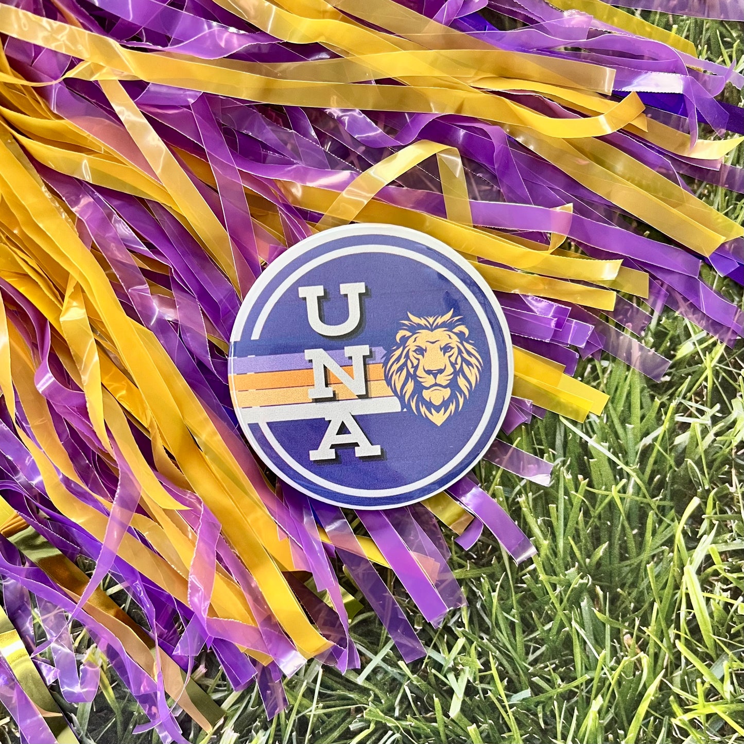 Lion Retro Stripe Button