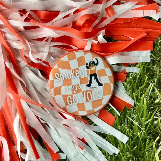 Smokey says GO VOLS Button