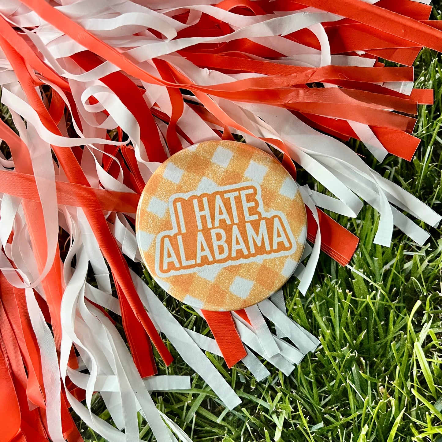 I Hate Alabama Gingham Button